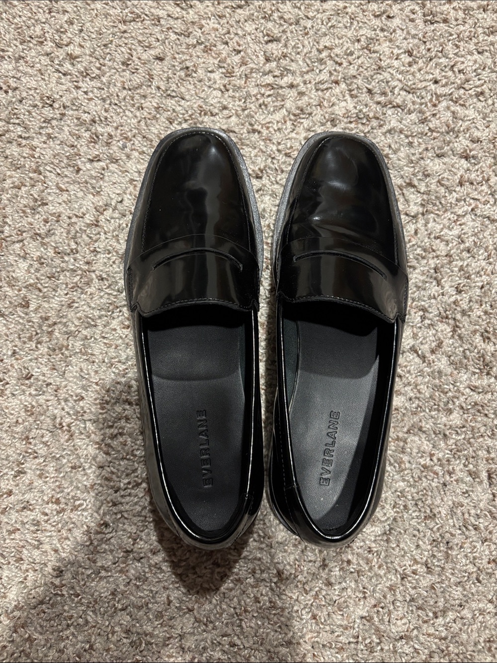 Everlane Black Patent Leather Slip-On Loafers